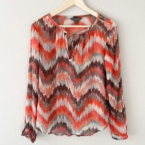 Tommy Bahama | Silk Tie Neck Sheer Blouse Size Meduim